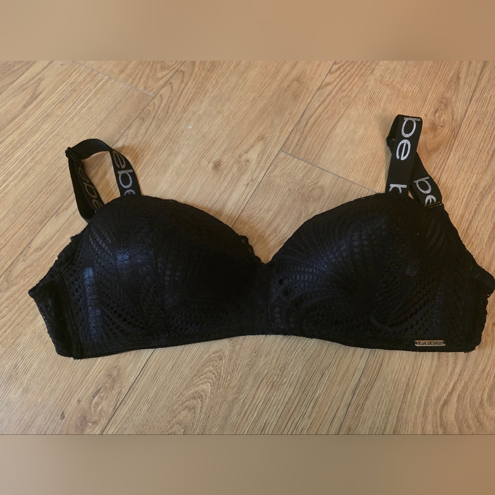 Women's Black Bebe Wireless Bra Size 38 D